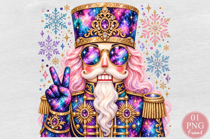 Christmas Galaxy Nutcracker PNG Cosmic Fantasy Soldier Sublimation Design