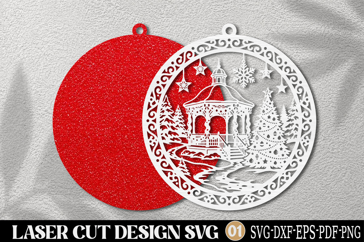 Christmas Gazebo Laser Cut SVG | Christmas Ornament SVG