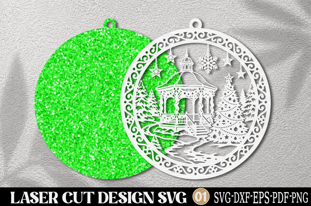 Christmas Gazebo Laser Cut SVG | Winter Gazebo Christmas Ornament