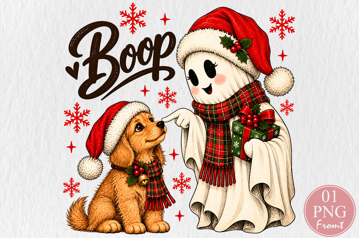 Christmas Ghost Boop Dog PNG