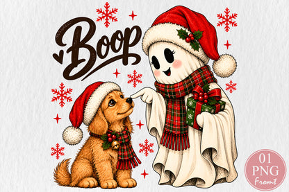 Christmas Ghost Boop Dog PNG