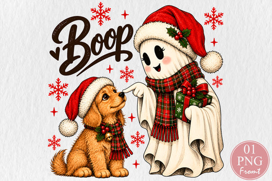 Christmas Ghost Boop Dog PNG