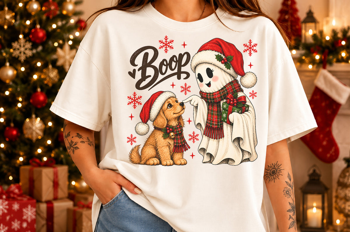 Christmas Ghost Boop Dog PNG