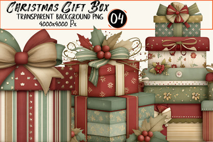Christmas Gift Box Clipart PNG – 4 Designs