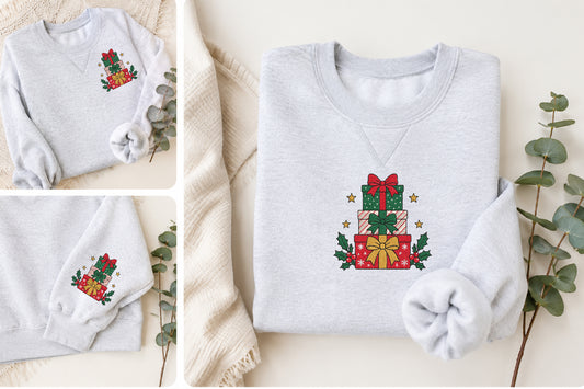 Christmas Gift Boxes Embroidery Design – Cute Present Box Machine Embroidery Pattern, Festive Christmas & Holiday Embroidery Design