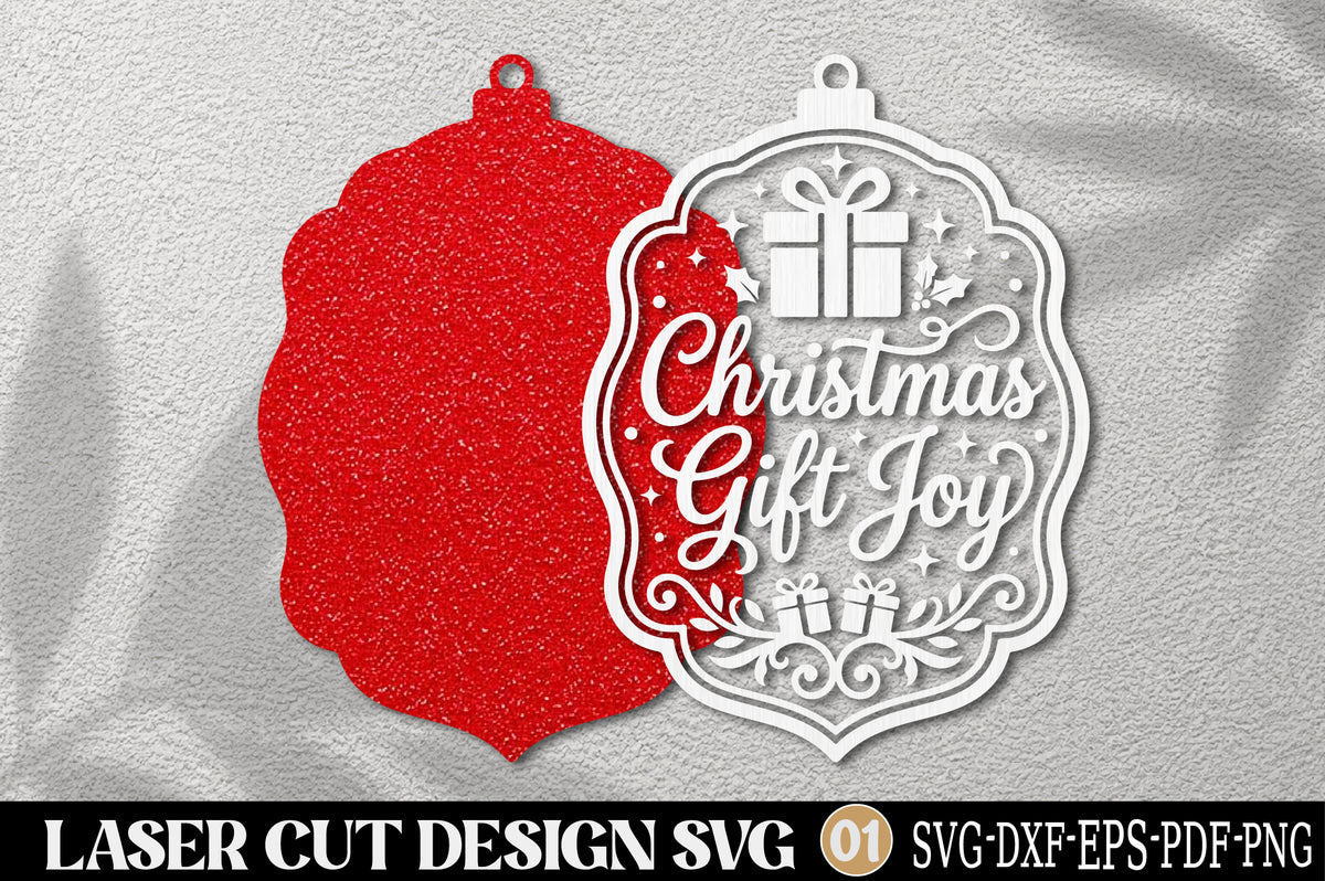 Christmas Gift Joy Laser Cut SVG | Christmas Ornament Cut File