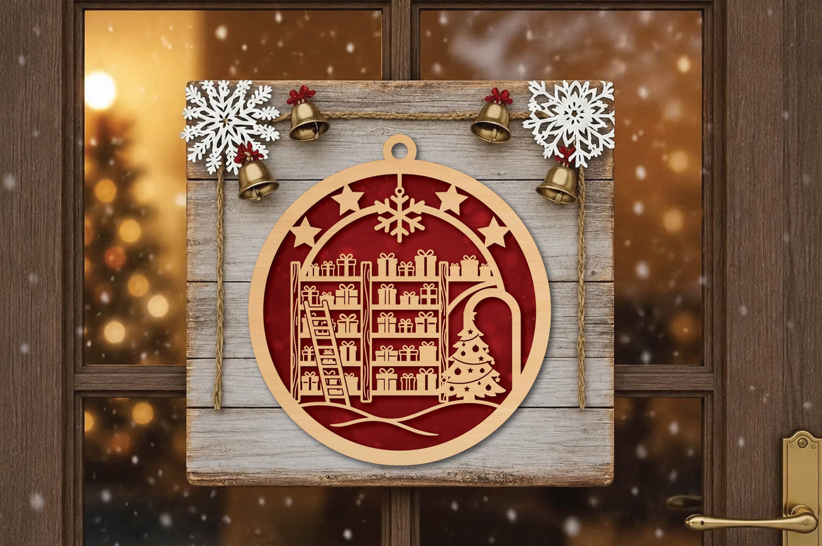 Christmas Gift Shop Ornament Laser Cut SVG