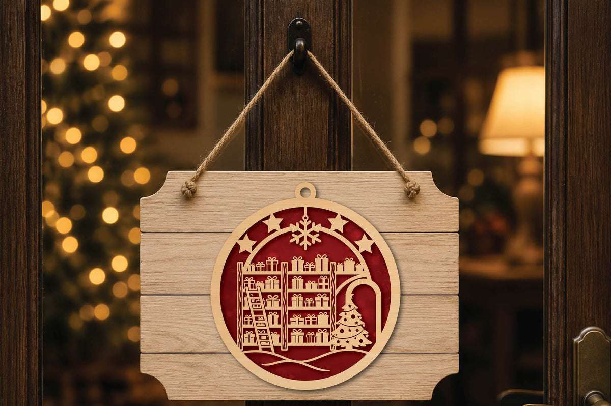 Christmas Gift Shop Ornament Laser Cut SVG