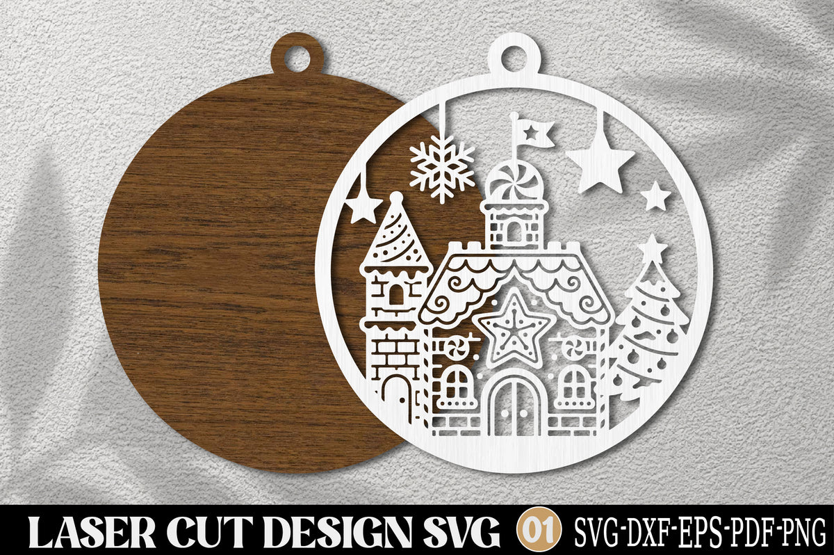 Christmas Gingerbread Chapel Laser Cut SVG | Gingerbread Church Christmas Ornament