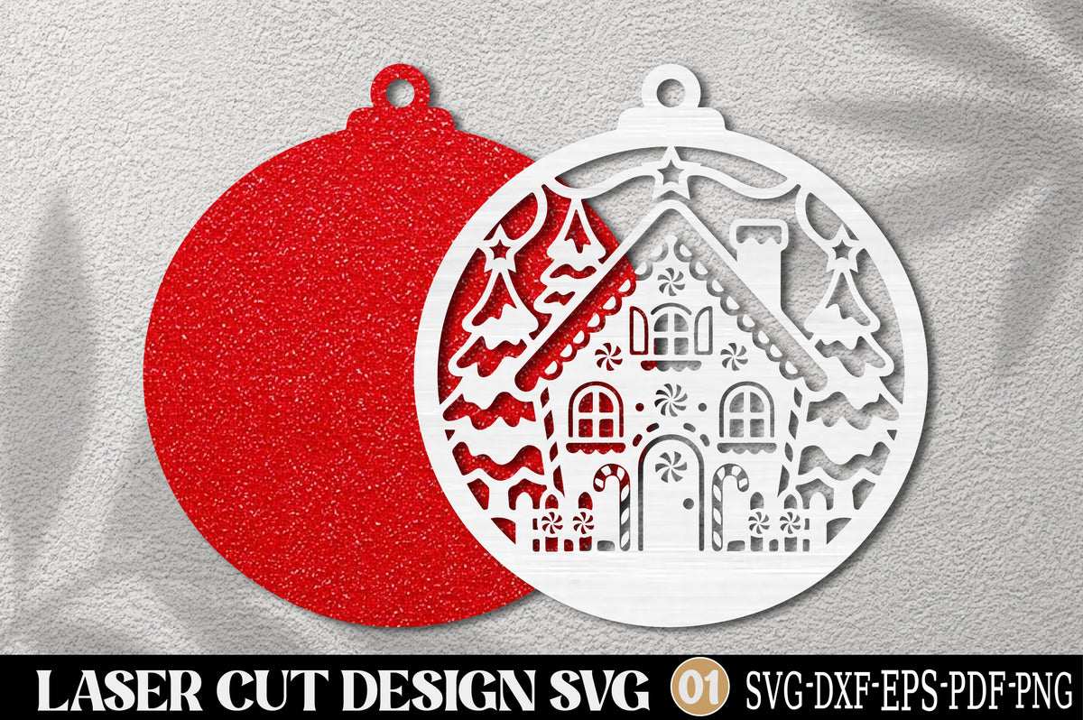 Christmas Gingerbread House Laser Cut SVG | Gingerbread Christmas Ornament