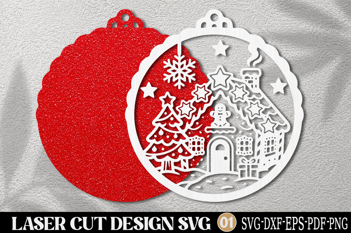 Christmas Gingerbread House Laser Cut SVG | Gingerbread Christmas Ornament