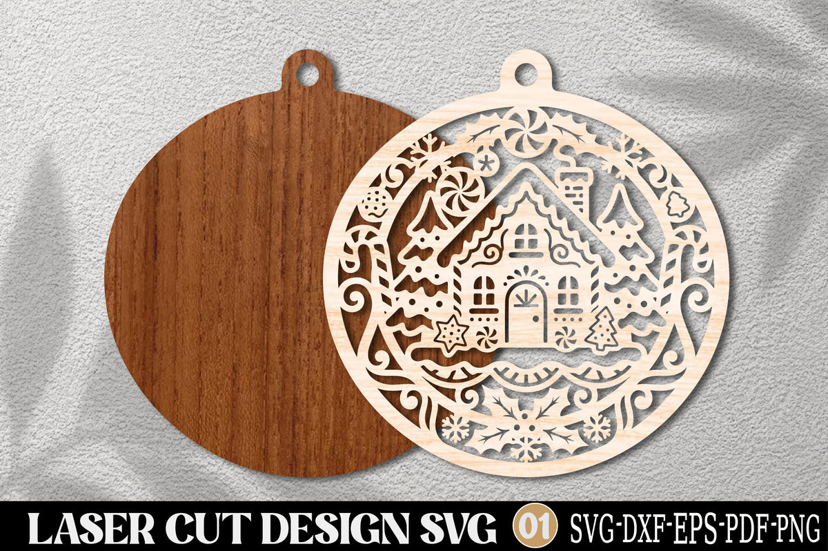 Christmas Gingerbread House Laser Cut SVG | Vintage Gingerbread Ornament