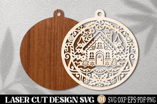 Christmas Gingerbread House Laser Cut SVG | Vintage Gingerbread Ornament
