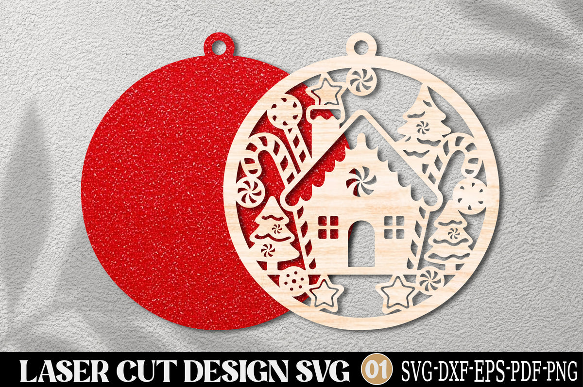 Christmas Gingerbread House Laser Cut SVG | Gingerbread Cookie House Ornament