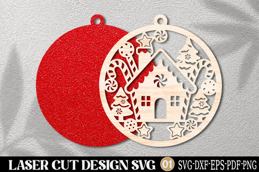 Christmas Gingerbread House Laser Cut SVG | Gingerbread Cookie House Ornament
