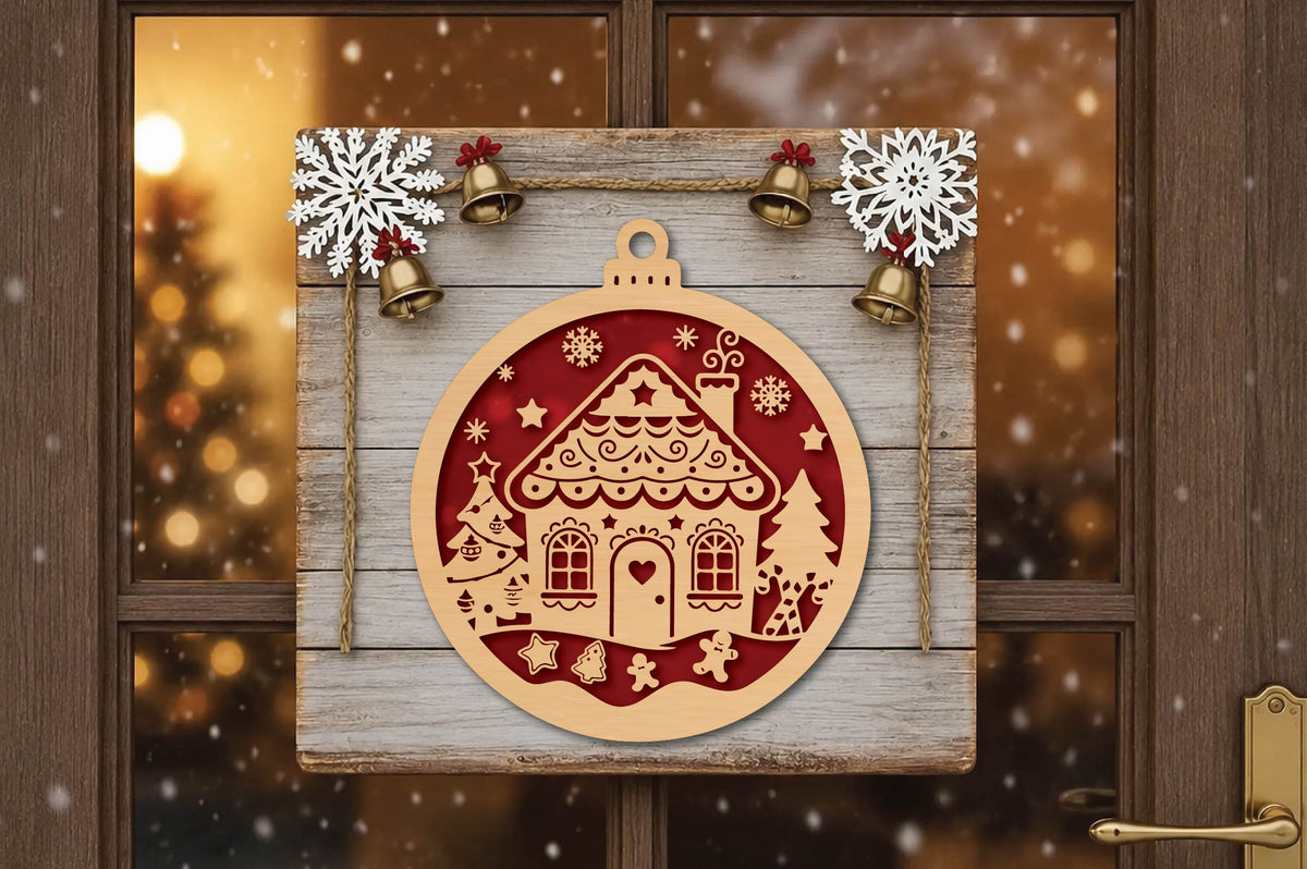 Christmas Gingerbread House Ornament Laser Cut SVG