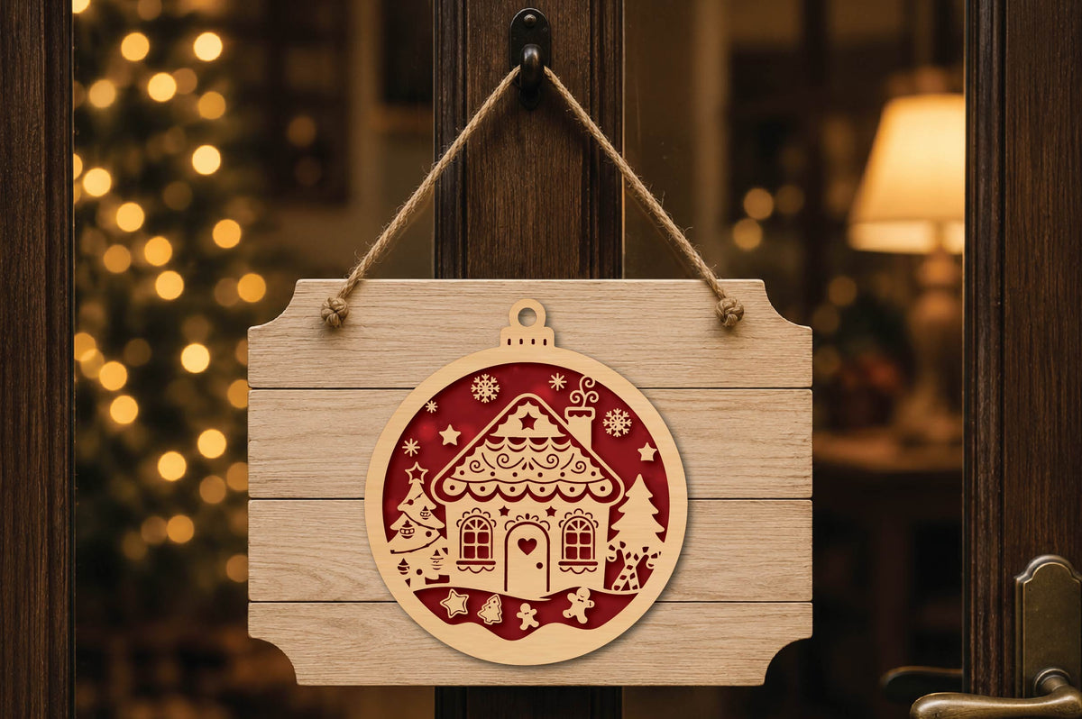 Christmas Gingerbread House Ornament Laser Cut SVG