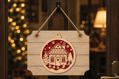 Christmas Gingerbread House Ornament Laser Cut SVG