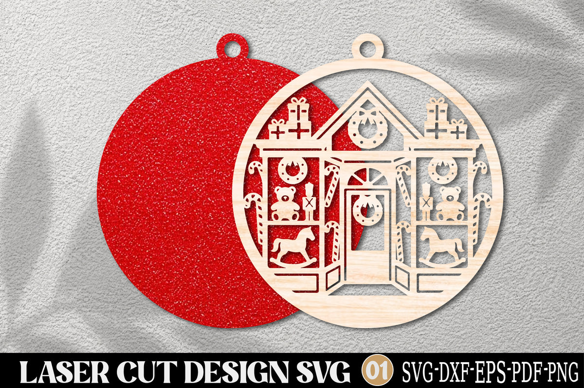 Christmas Gingerbread House Ornament SVG | Laser Cut Christmas Ornament