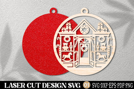 Christmas Gingerbread House Ornament SVG | Laser Cut Christmas Ornament