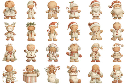 Christmas Gingerbread Man Clipart PNG Bundle