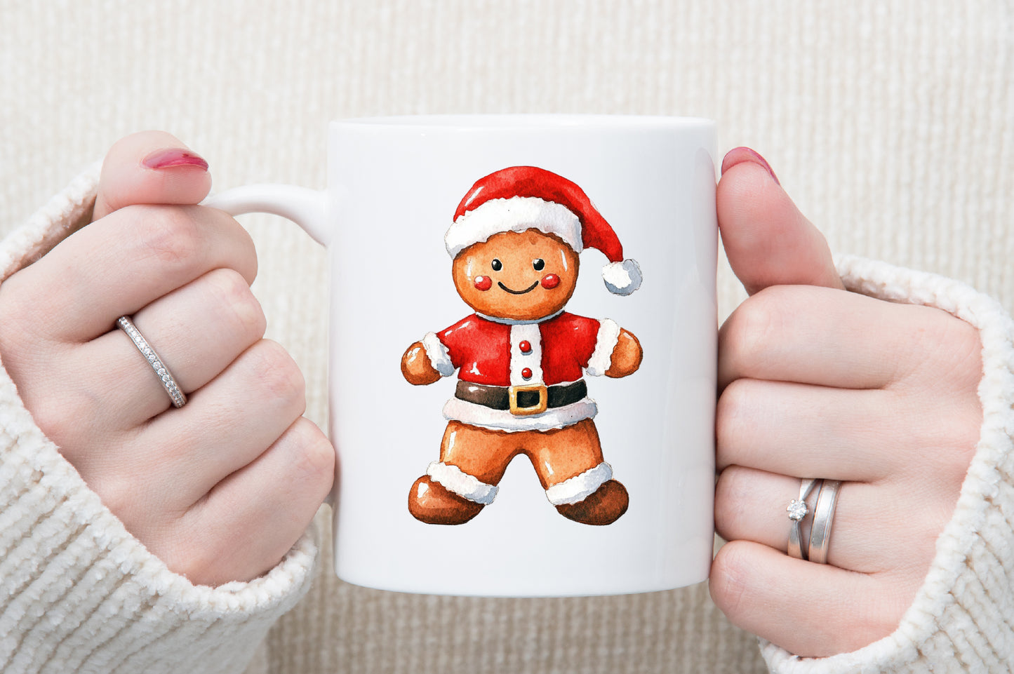 Christmas Gingerbread Man Watercolor Clipart PNG Bundle