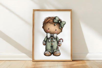 Christmas Gingerbread Man Clipart PNG Bundle | Cute Watercolor Holiday Gingerbread Cookies