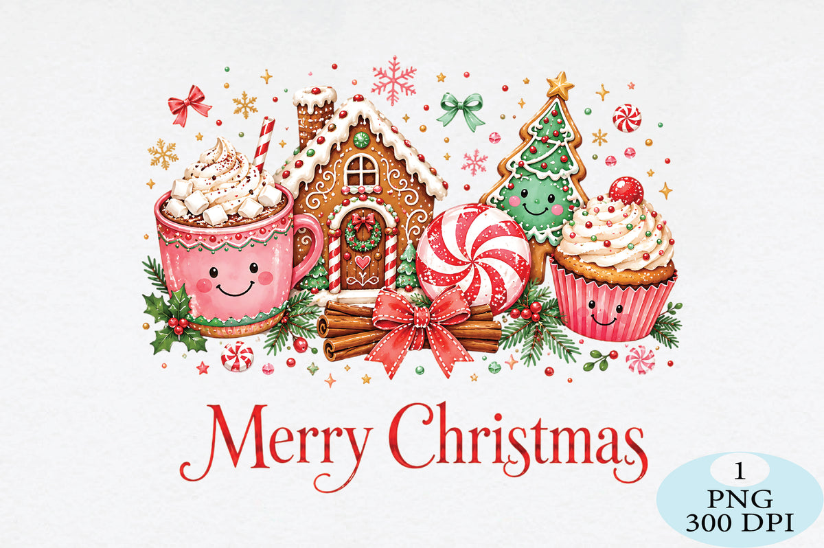 Merry Christmas Gingerbread Treats PNG