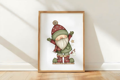 Christmas Gnome Clipart PNG Bundle | Cute Watercolor Holiday Gnome Clipart