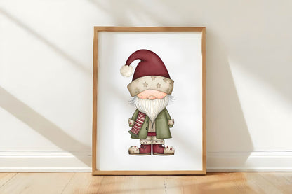 Christmas Gnome Clipart PNG Bundle | Cozy Watercolor Scandinavian Gnome Clipart