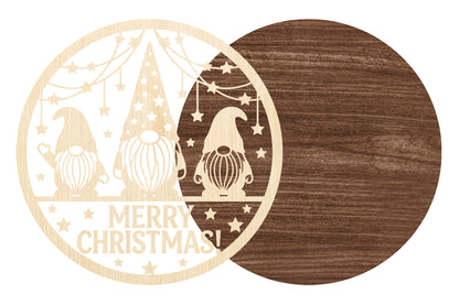 Christmas Gnome Round Laser Cut SVG