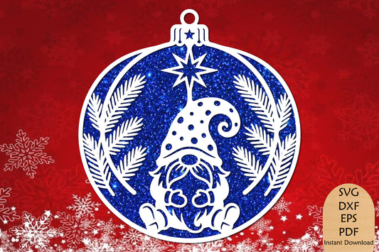 Christmas Gnome Ornament Laser Cut SVG File