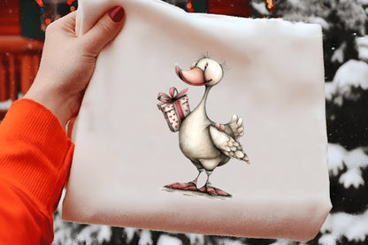 Christmas Goose Clipart PNG Bundle | Cute Watercolor Holiday Goose Clipart | Festive Christmas Goose PNG