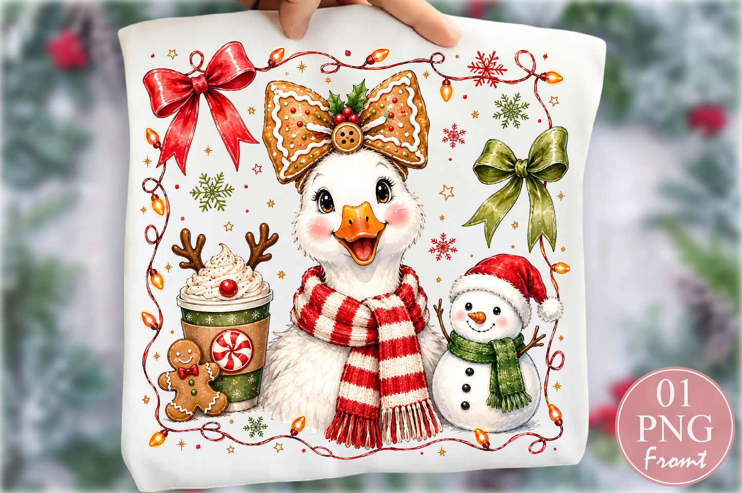 Cute Christmas Duck PNG Festive Winter Sublimation Design