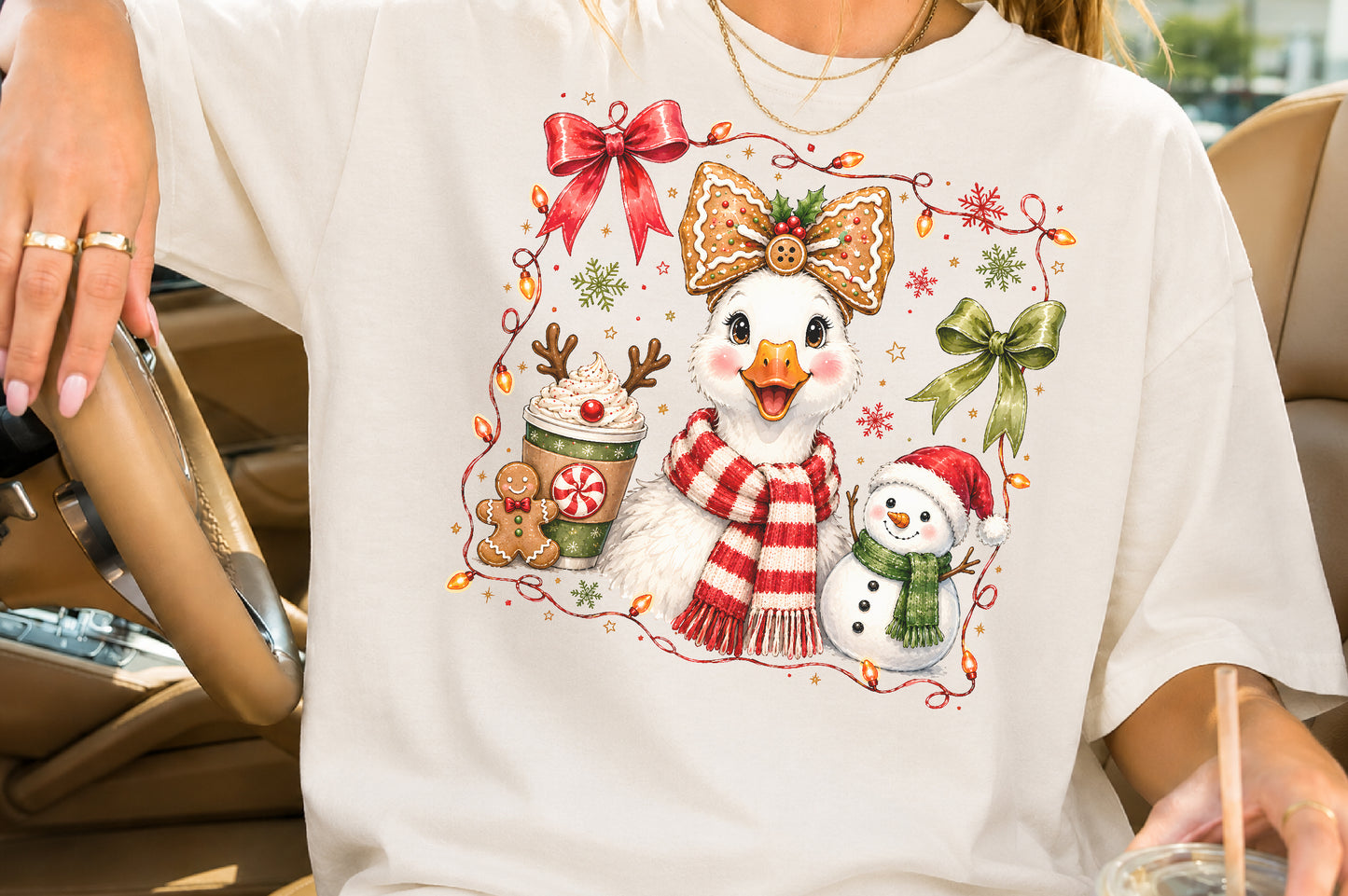 Cute Christmas Duck PNG Festive Winter Sublimation Design