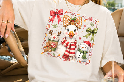 Cute Christmas Duck PNG Festive Winter Sublimation Design