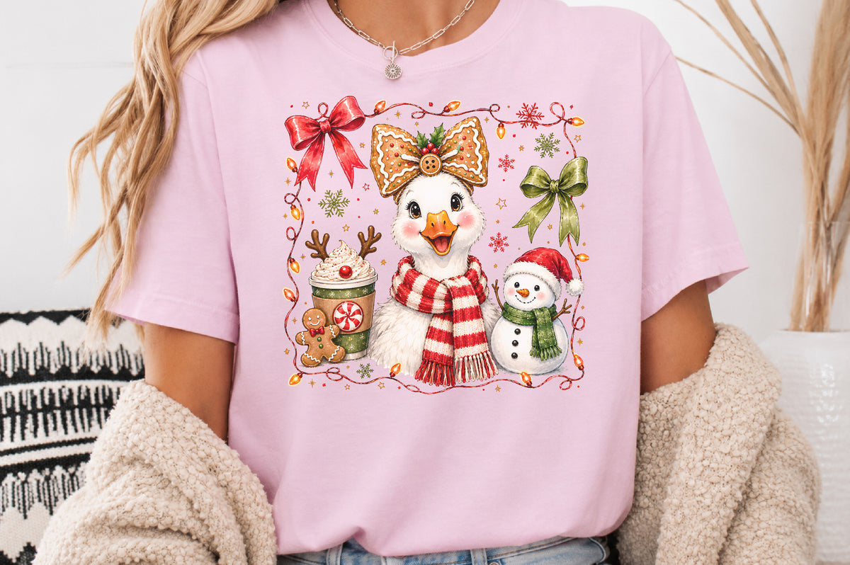 Cute Christmas Duck PNG Festive Winter Sublimation Design