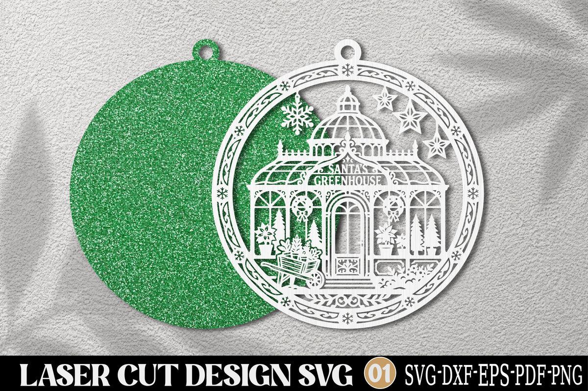 Christmas Greenhouse Ornament SVG | Santa's Greenhouse Laser Cut Design