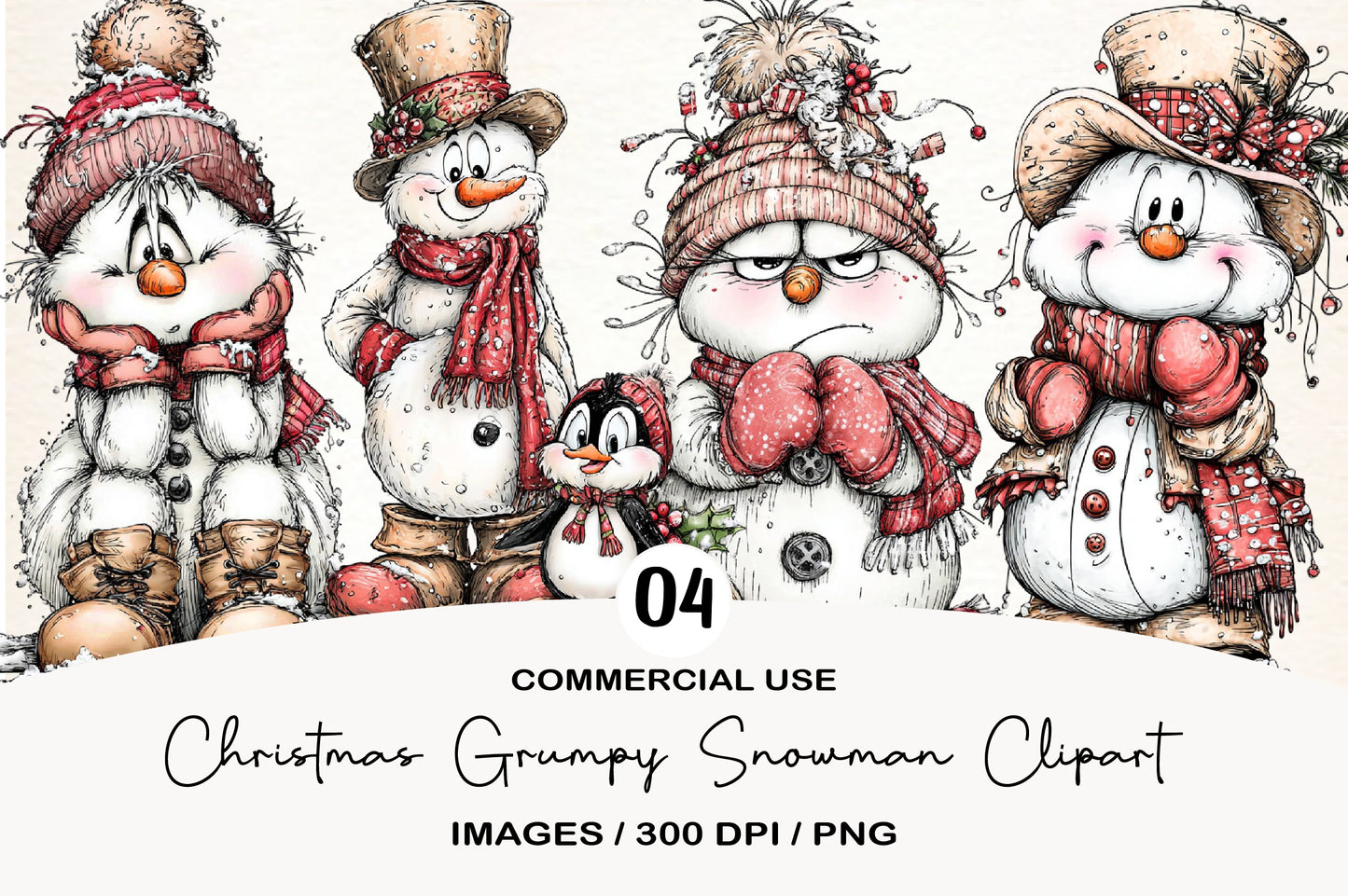 Christmas Grumpy Snowman Clipart PNG Funny Winter