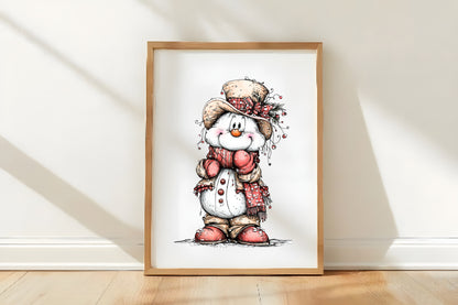Christmas Grumpy Snowman Clipart PNG Funny Winter