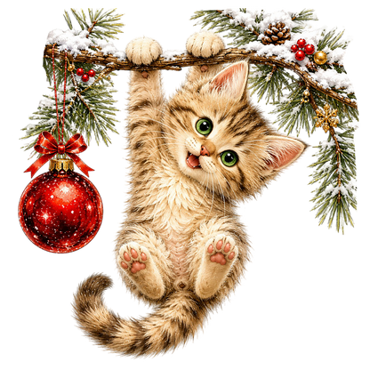 Christmas Hanging Cat Ornament PNG
