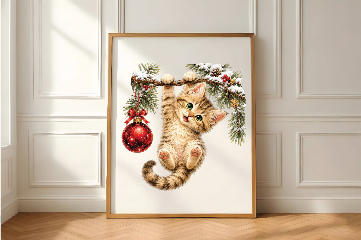 Christmas Hanging Cat Ornament PNG