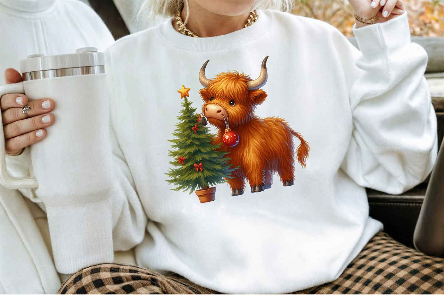 Christmas Highland Cow Clipart PNG Bundle