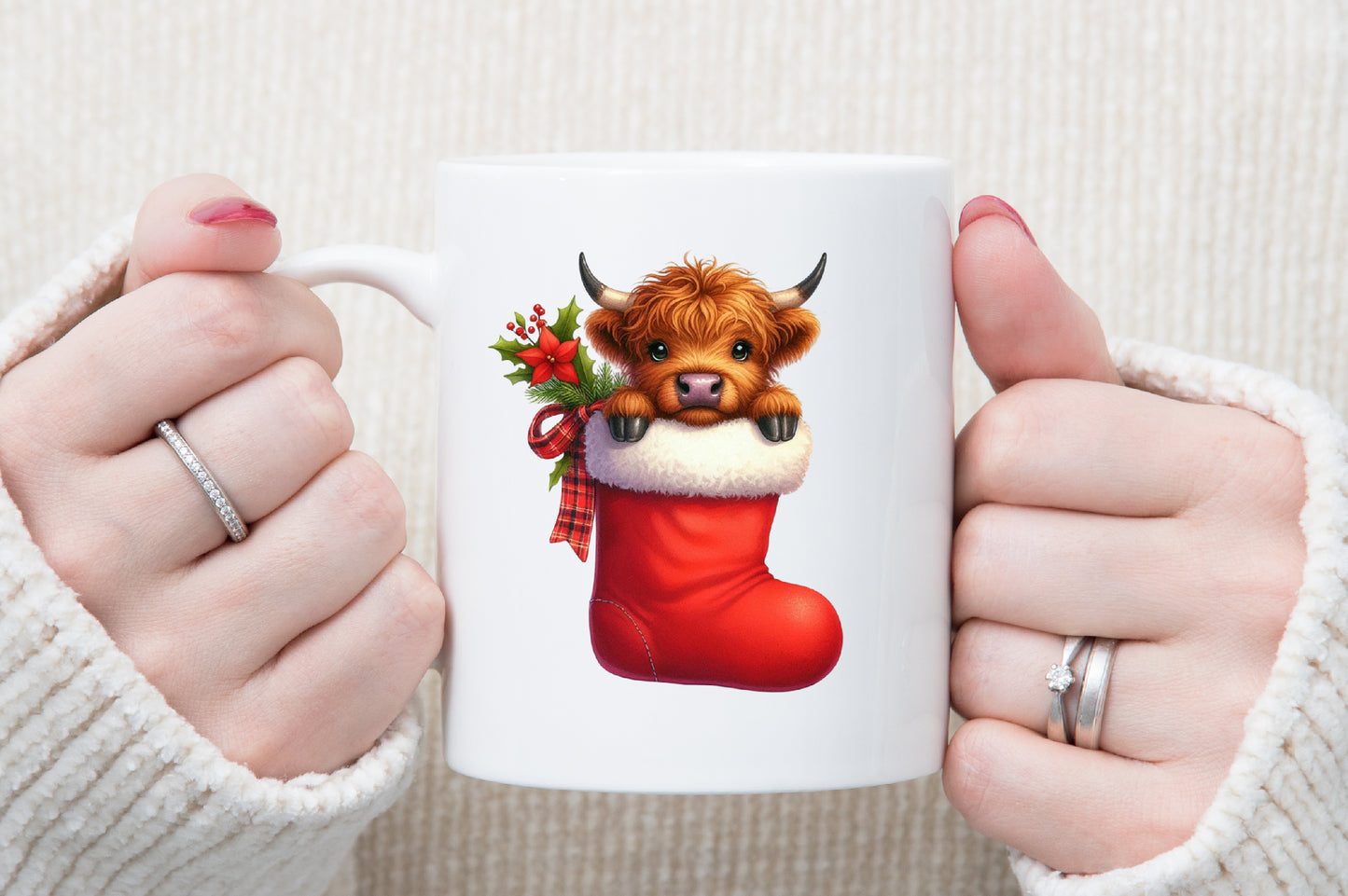 Christmas Highland Cow Clipart PNG Bundle