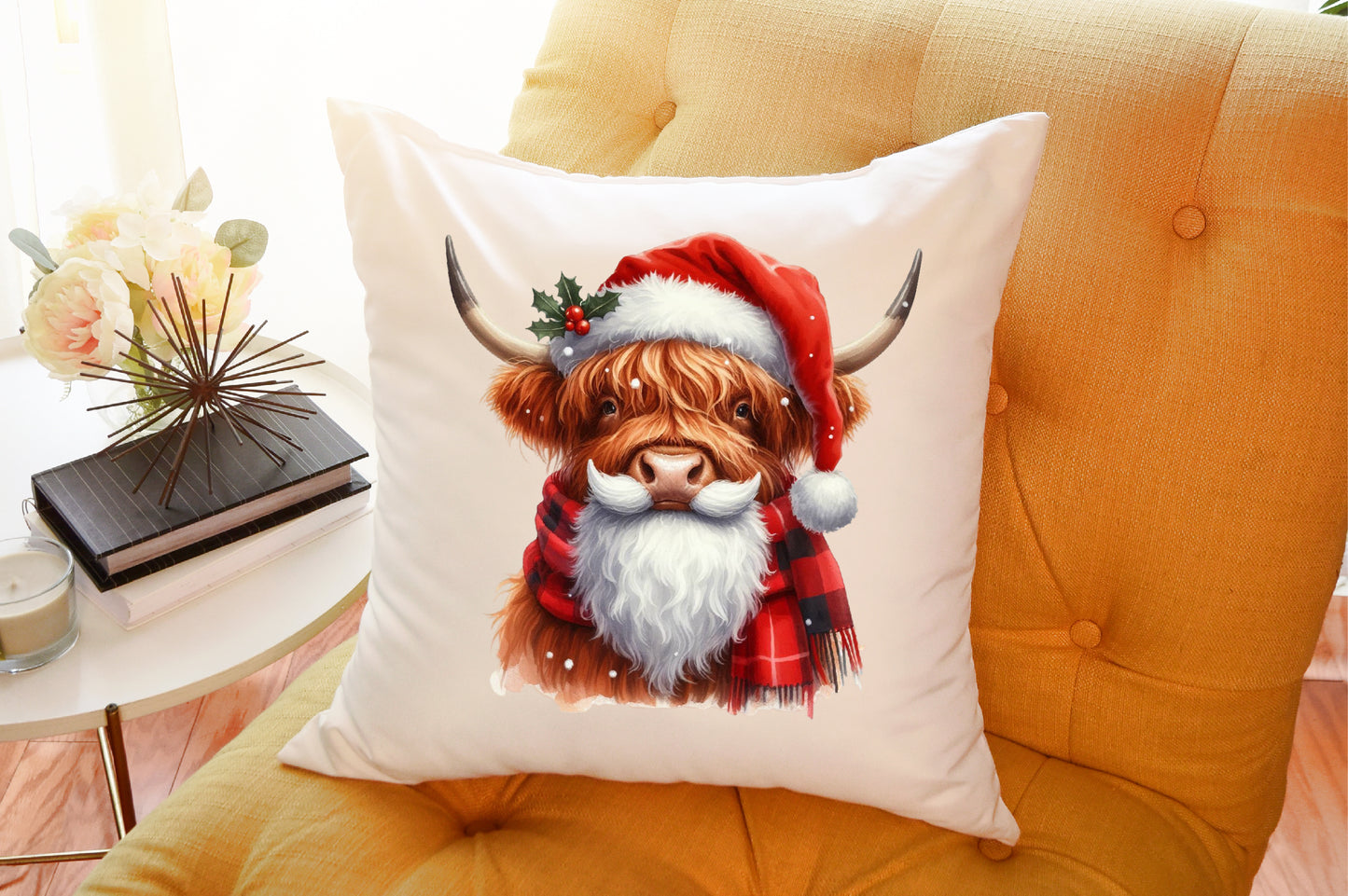 Christmas Highland Cow Clipart PNG Bundle