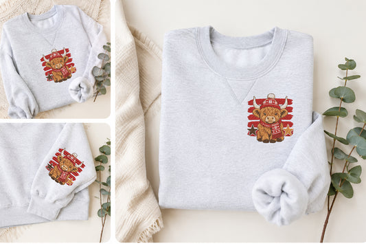 Christmas Highland Cow Embroidery