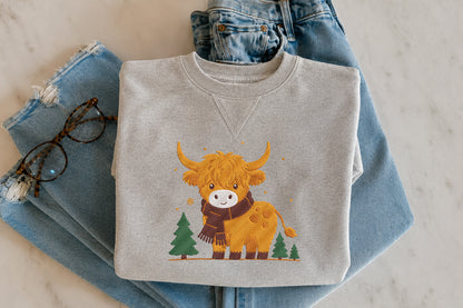 Christmas Highland Cow Embroidery Design