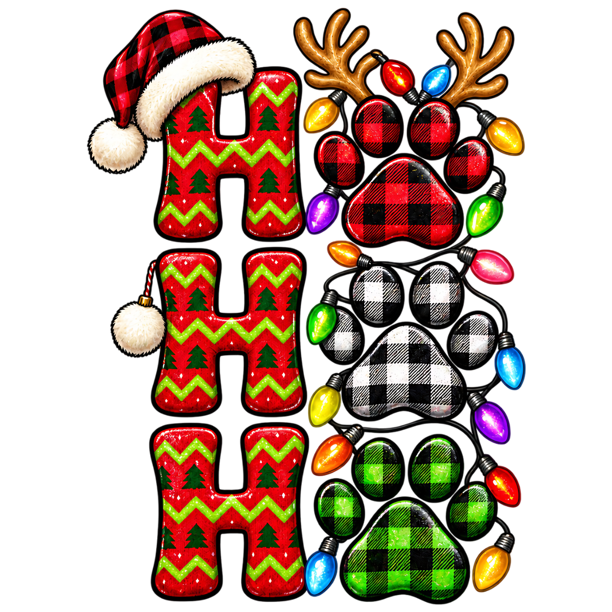 Christmas Ho Ho Ho Paw Prints PNG