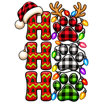 Christmas Ho Ho Ho Paw Prints PNG