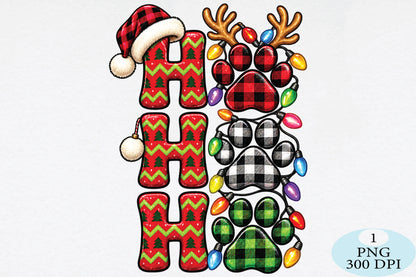 Christmas Ho Ho Ho Paw Prints PNG